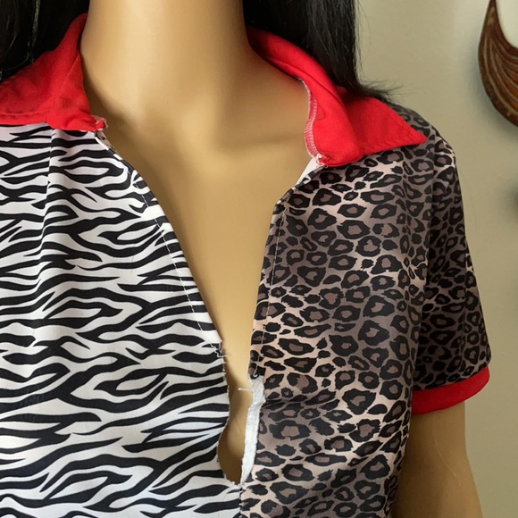 Half Zebra Half Cheetah Collared Dress - Picture 7 of 14